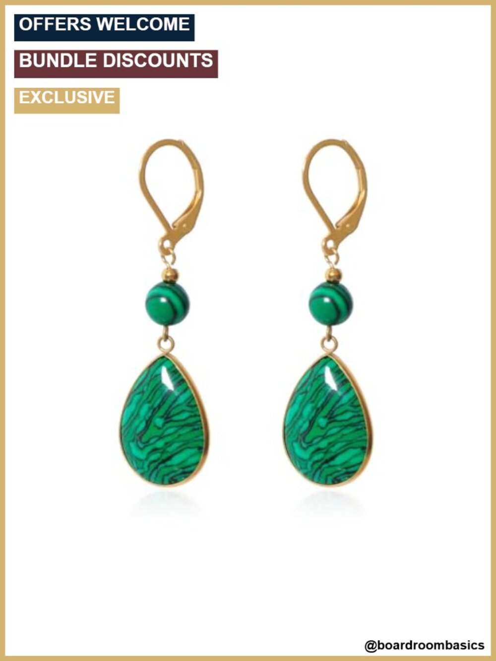 Natural Gemstone Teardrop Lever Back Earrings 18k Gold Plated Drop Dangle